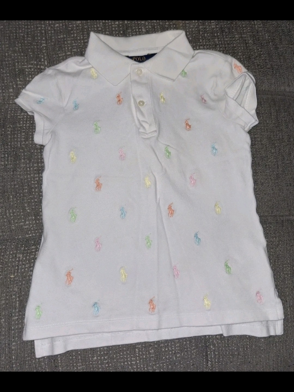 Polo by Ralph Lauren White Polo with Pastel Multicolor Pony Embroidery - Kids
